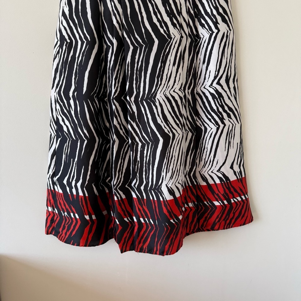 Zara Zebra Print Pleated Midi Skirt with Red Highlights - Picture 6 of 9